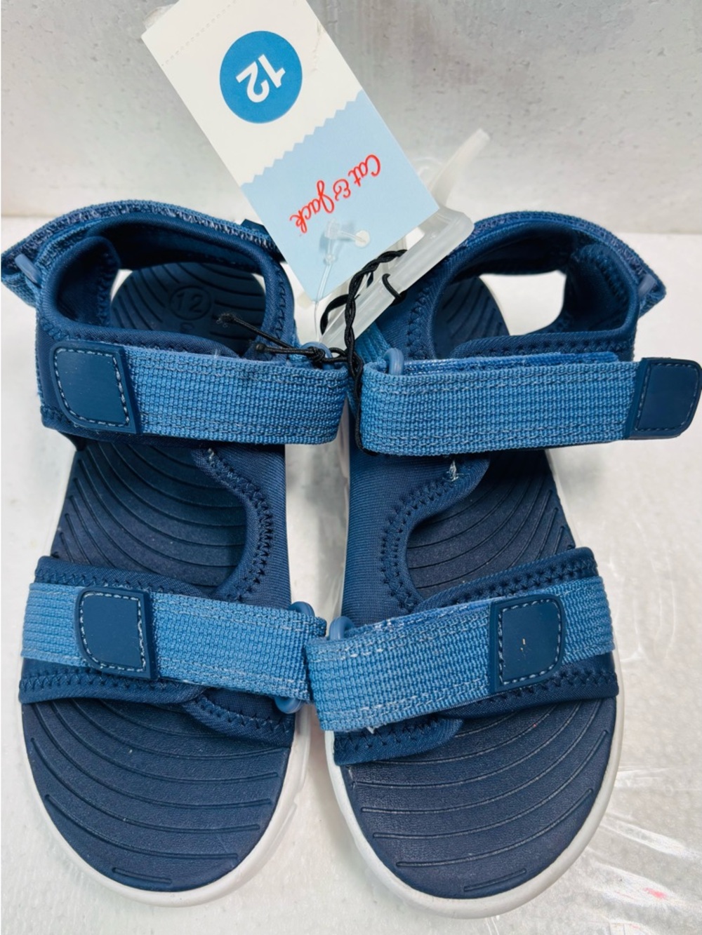 Cat & Jack-BrandclubToddler Navy Blue Hook-and-Loop Kids Sandals Size 12